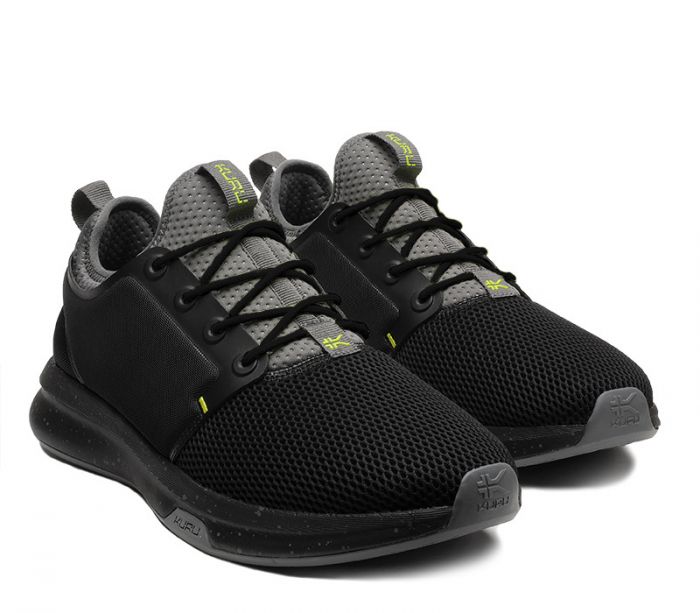 KURU MEN'S SNEAKERS ATOM-Jet Black-Citron