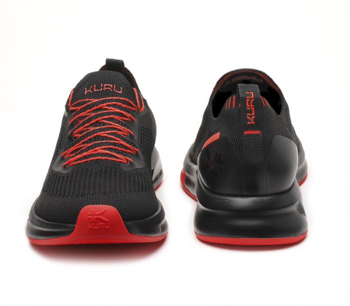 KURU MEN'S SNEAKERS FLUX-Jet Black-Fire Red - Click Image to Close