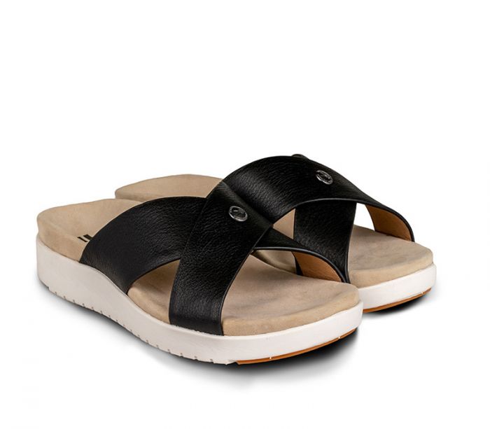 KURU WOMEN'S SANDAL BREEZE-Jet Black-White-Gum - Click Image to Close