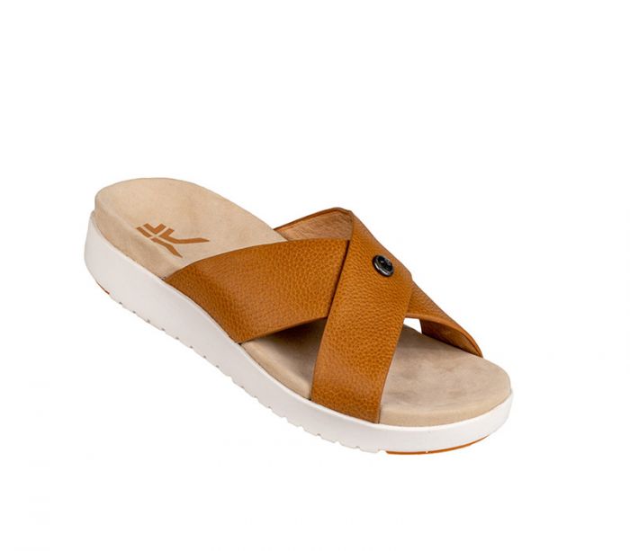 KURU WOMEN'S SANDAL BREEZE-Caramel Brown-White-Gum - Click Image to Close