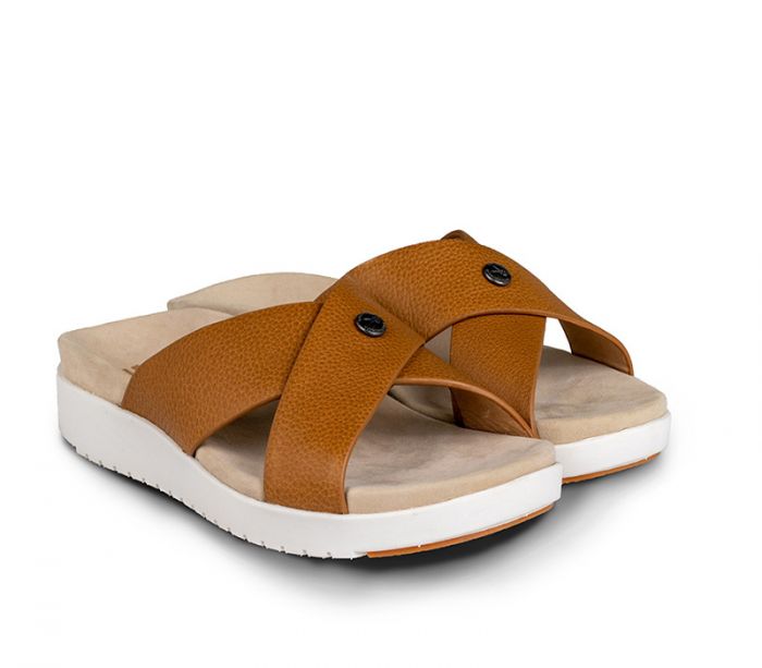 KURU WOMEN'S SANDAL BREEZE-Caramel Brown-White-Gum - Click Image to Close