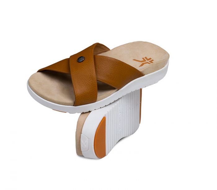 KURU WOMEN'S SANDAL BREEZE-Caramel Brown-White-Gum - Click Image to Close