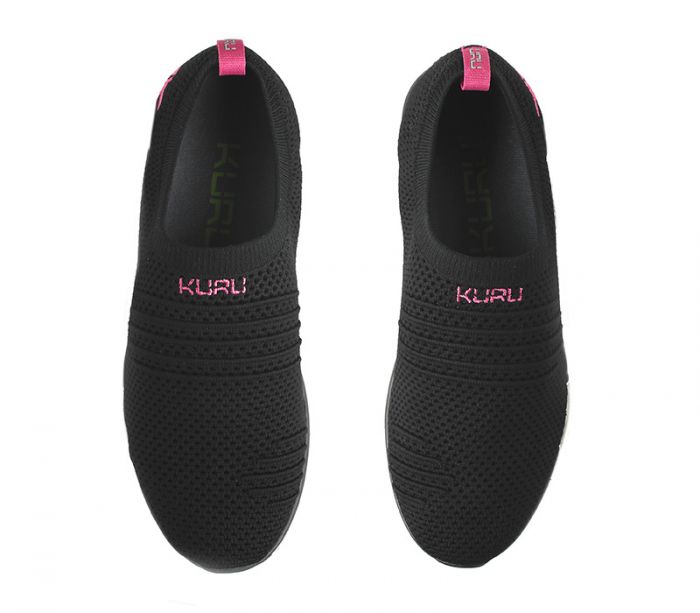 KURU WOMEN'S SHOES STRIDE-Jet Black-White-Berry Pink - Click Image to Close