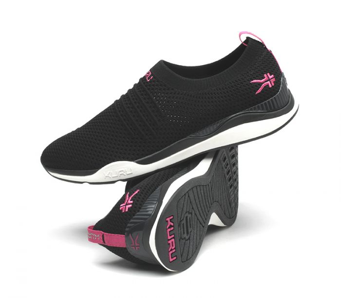 KURU WOMEN'S SHOES STRIDE-Jet Black-White-Berry Pink - Click Image to Close